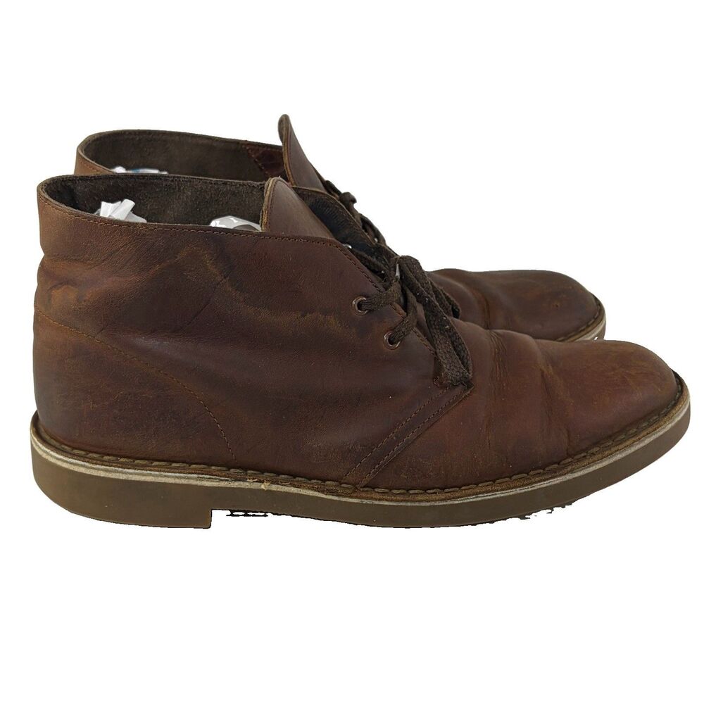 Clarks Bushacre 2 Mens 10 Beeswax Brown Leather Chukka Boots Lace Up Ankle